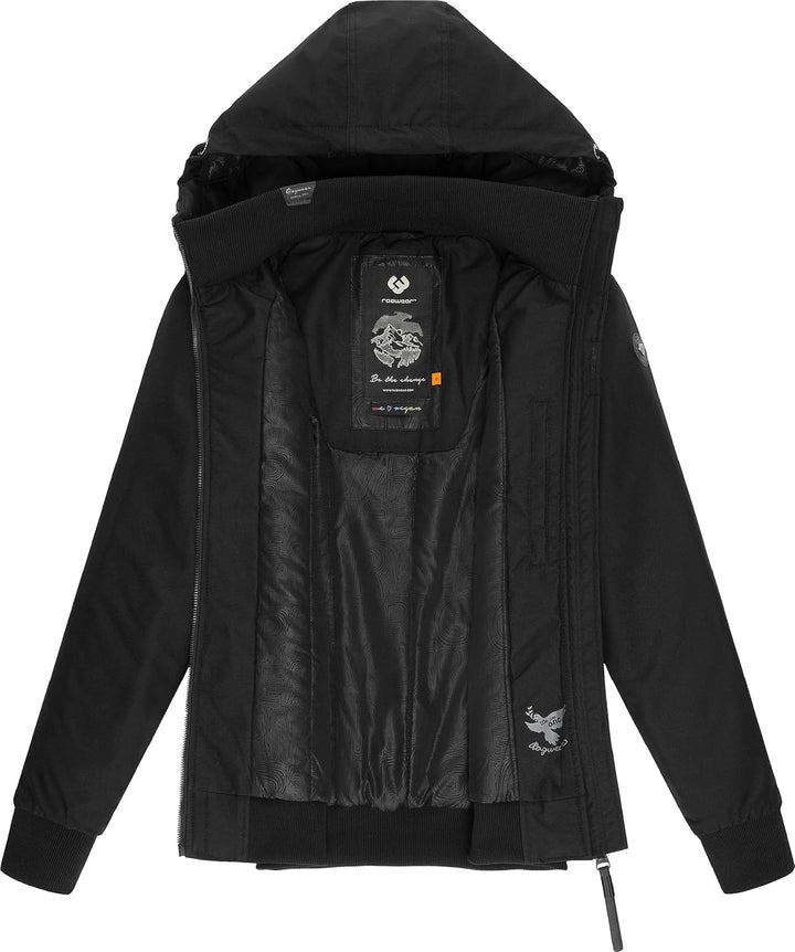 Ragwear Damen Winterjacke Outdoorjacke wasserdicht mit Kapuze Nuggie Melange XS-6XL M Schwarz, M Sch