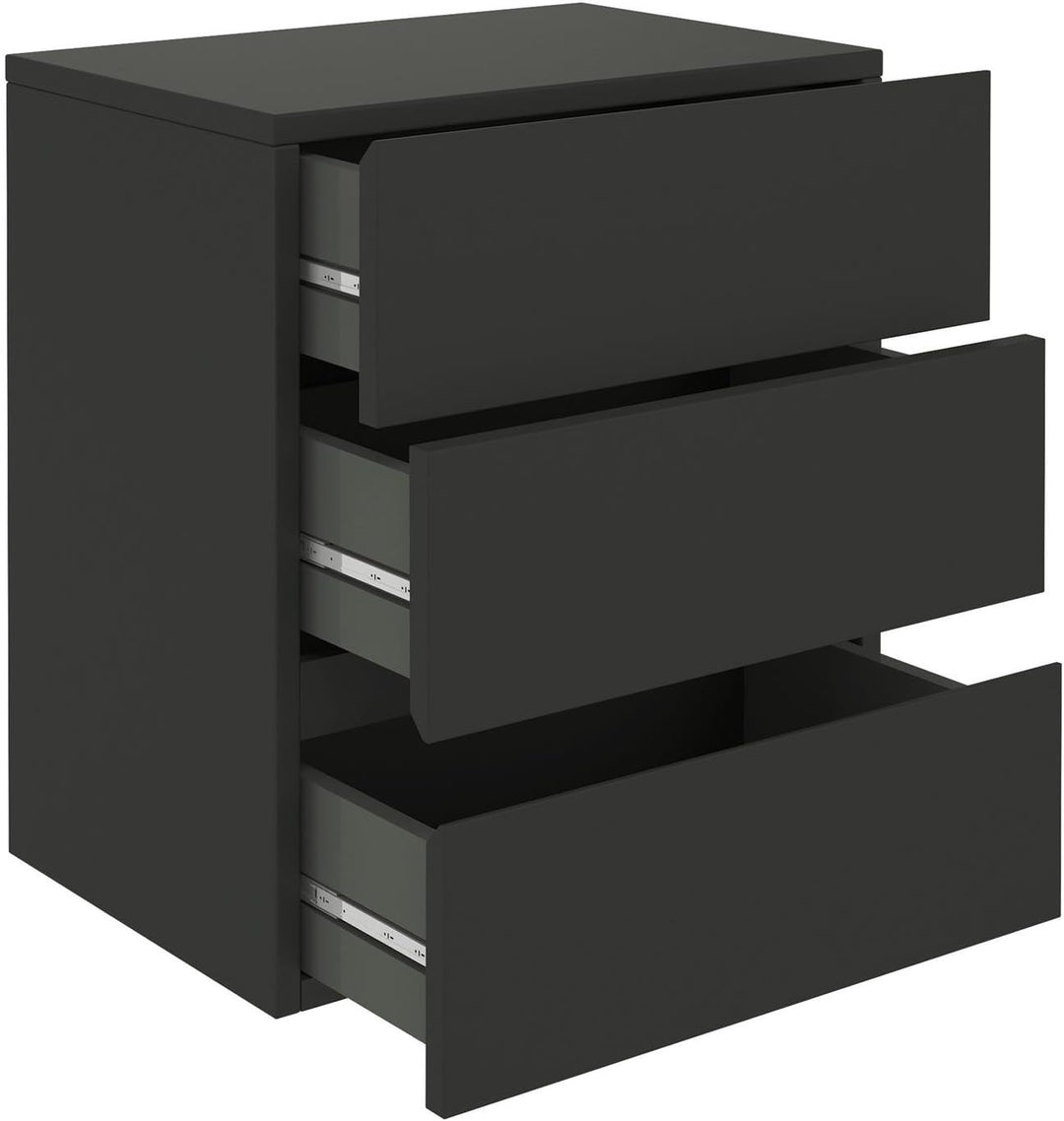 CARO-Möbel Nachtkommode Anno Wandregal Nachtschrank hängend mit 3 Schubladen in schwarz, Schwarz