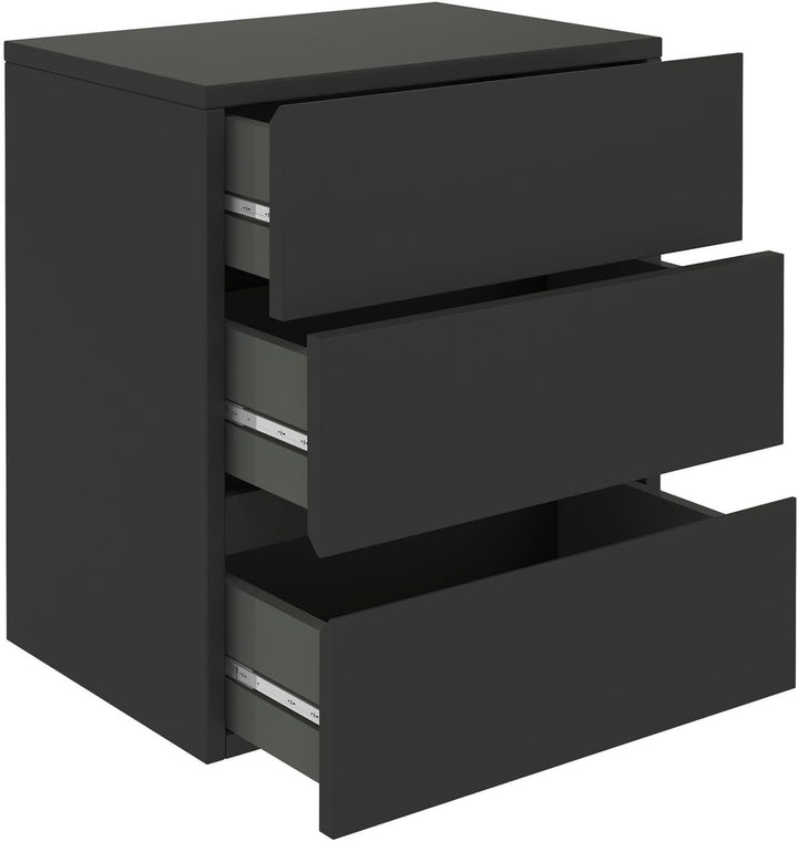CARO-Möbel Nachtkommode Anno Wandregal Nachtschrank hängend mit 3 Schubladen in schwarz, Schwarz