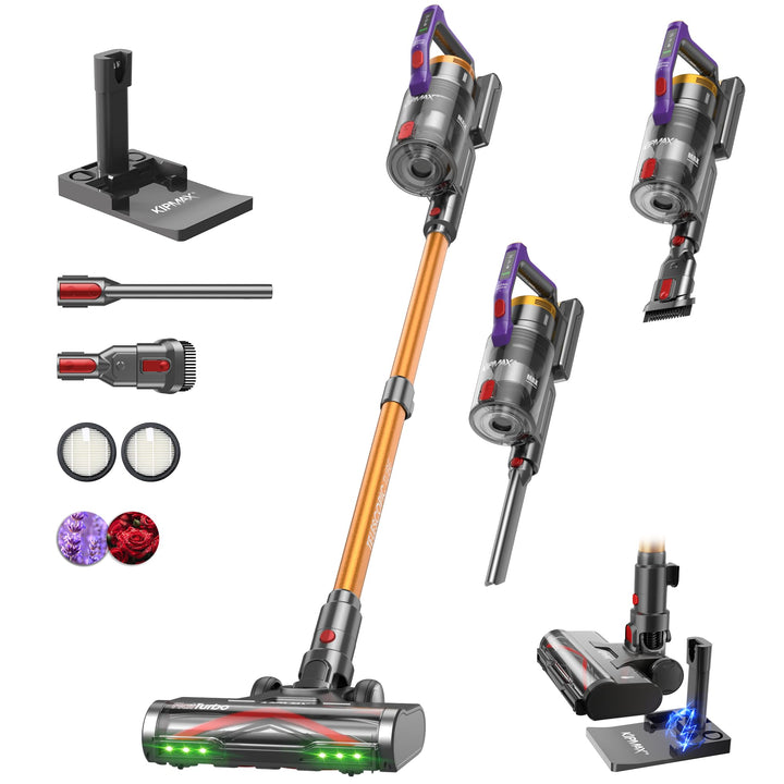 KIPMAX Akku Staubsauger 50000Pa/550W/70Min,1.5L Staubsauger Kabellos mit Display,Anti-Tangle-Bürste,