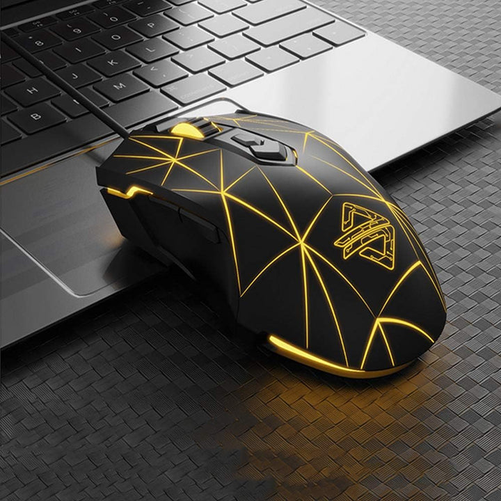 LexonElec Kabelgebundene RGB Gaming Maus, 7 Tasten mit 2500 DPI, ergonomische LED-beleuchtete USB-Ga