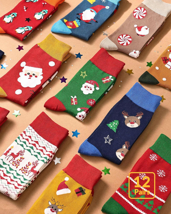 Jeasona Adventskalender 2025 Frauen/Männer Adventskalender Socken Damen/Herren 39-42 Mehrfarbig-9950
