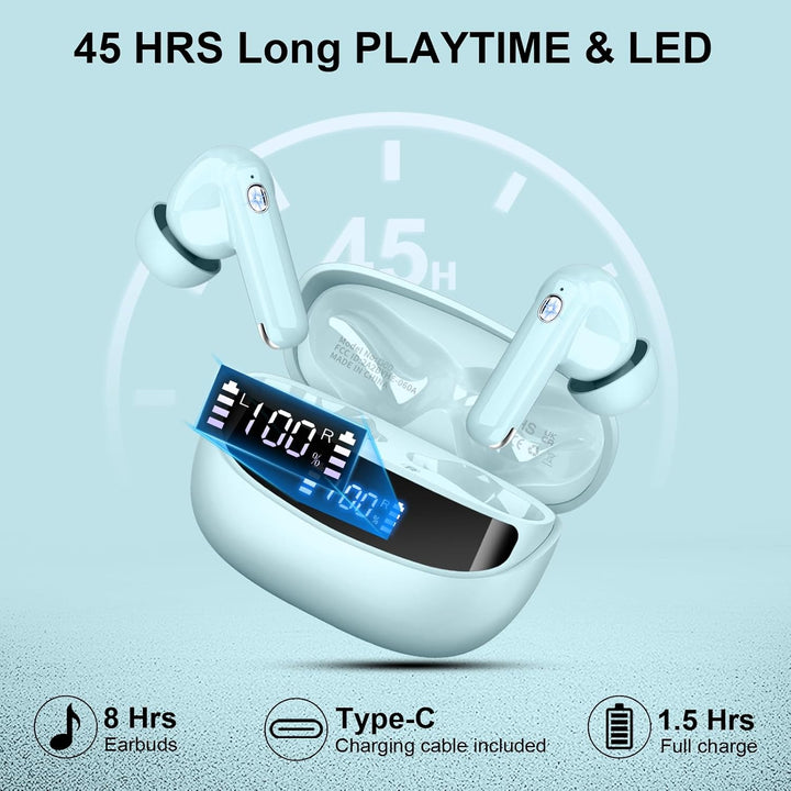 Bluetooth Kopfhörer, Kopfhörer Kabellos Bluetooth 5.4, 56 Std Spielzeit In Ear Kopfhörer mit 6 ENC N