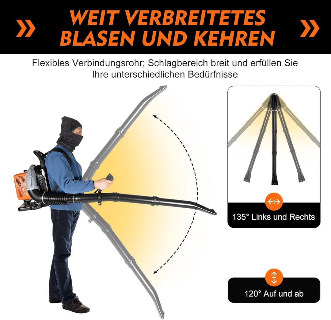 65CC Rucksack Benzin Laubbläser 2 Takt 3,6 HP Benzin Laubbläser Gebläse zurück Garten Rucksack Geblä