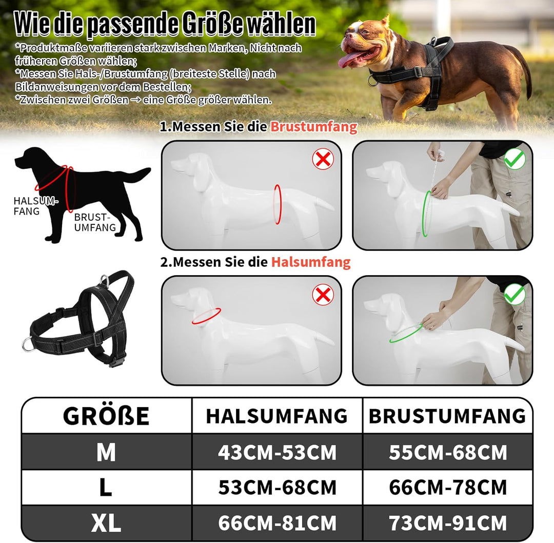 Arblina Hundegeschirr, Anti-Zug Hundegeschirr für Mittelgrosse und Grosse Hunde, T-förmiges Anti Zie