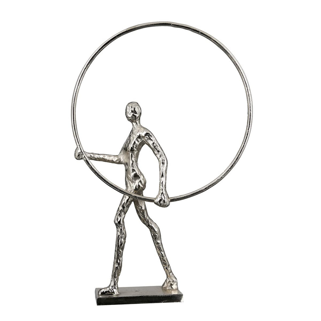 Casablanca - Skulptur, Dekofigur, Figur - Gym- Aluminium - antik silberfarben - Höhe 34cm Höhe 55 cm