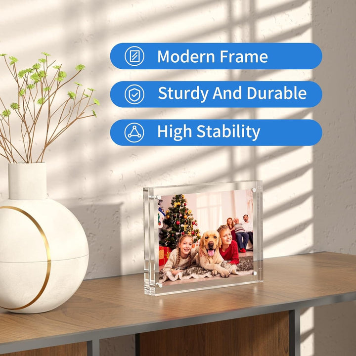 Niubee Acryl-Bilderrahmen, magnetisch, doppelseitiger Bilderrahmen, vertikal und horizontal, freiste