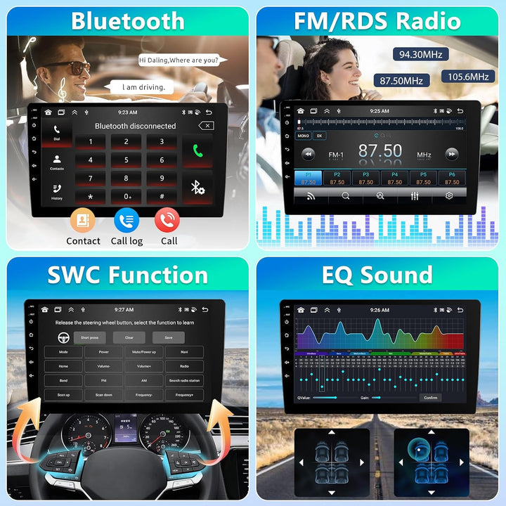 4GB + 64GB 2 Din Autoradio mit Kabelloses Carplay Android Auto, Motorsi 9" Bildschirm Touchscreen Ca