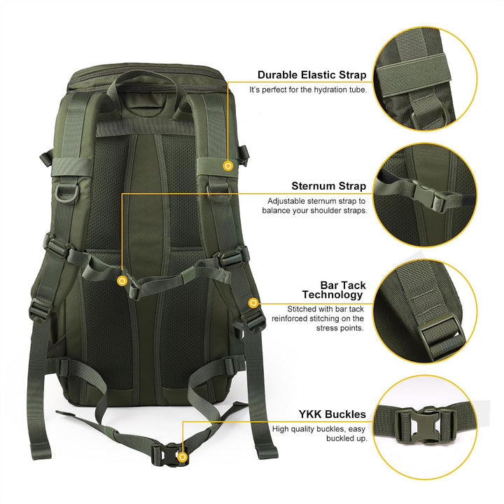 Mardingtop Taktischer Rucksack 40L, Herren Damen Wanderrucksack Für Bundeswehr, Survival, Outdoor, T