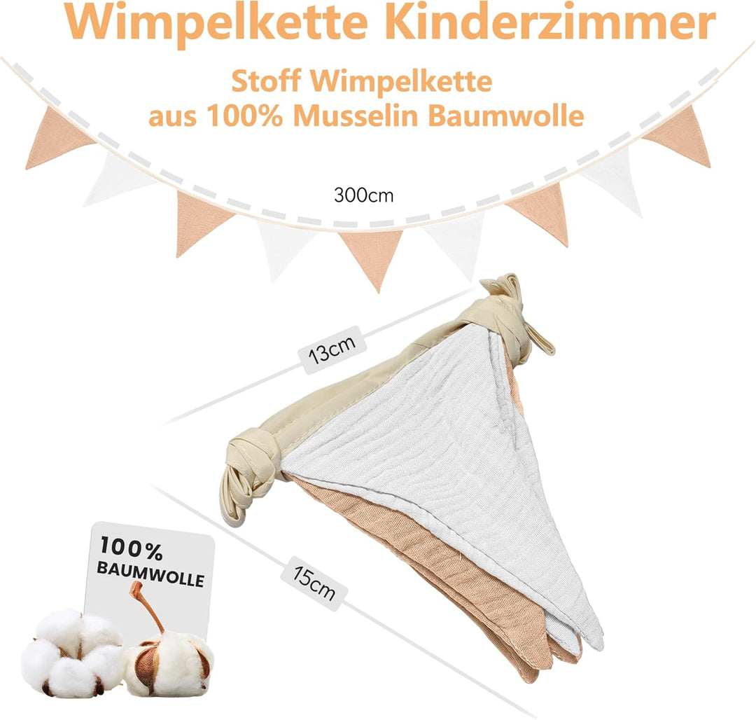 Hausbett Himmel Deko mit Leuchtenden Sternen, 2 Betthimmel & 1 Wimpelkette | Babybett Himmel für Kin