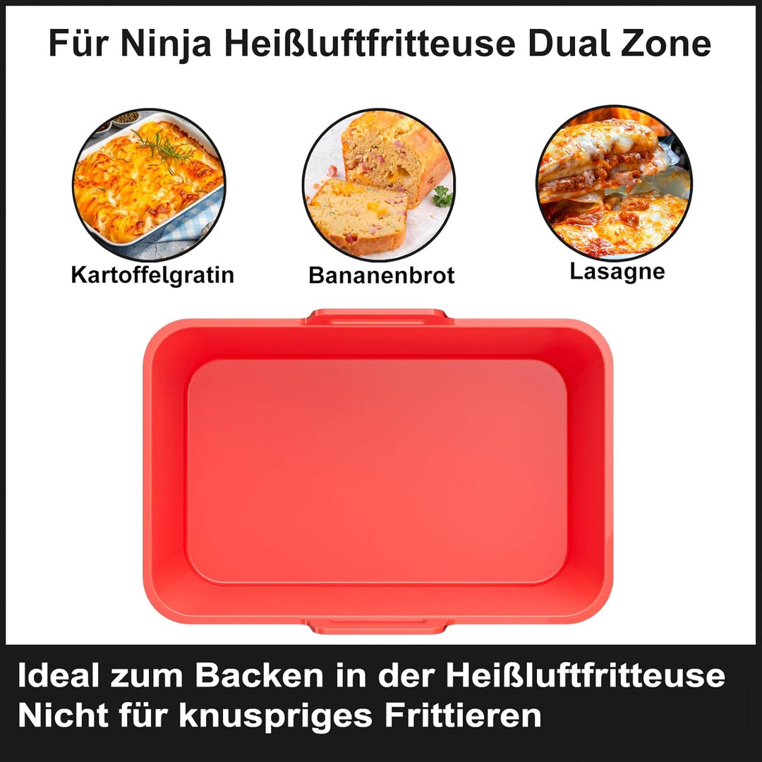 Backform für Heissluftfritteuse, 2 Stück Silikon Kastenform für Ninja Heissluftfritteuse – extra dic