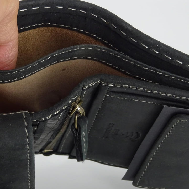 Echt-Leder Leder Geldbörse • Geldbeutel Damen und Herren mit RFID-Schutz • Portmonee mit Münzfach •