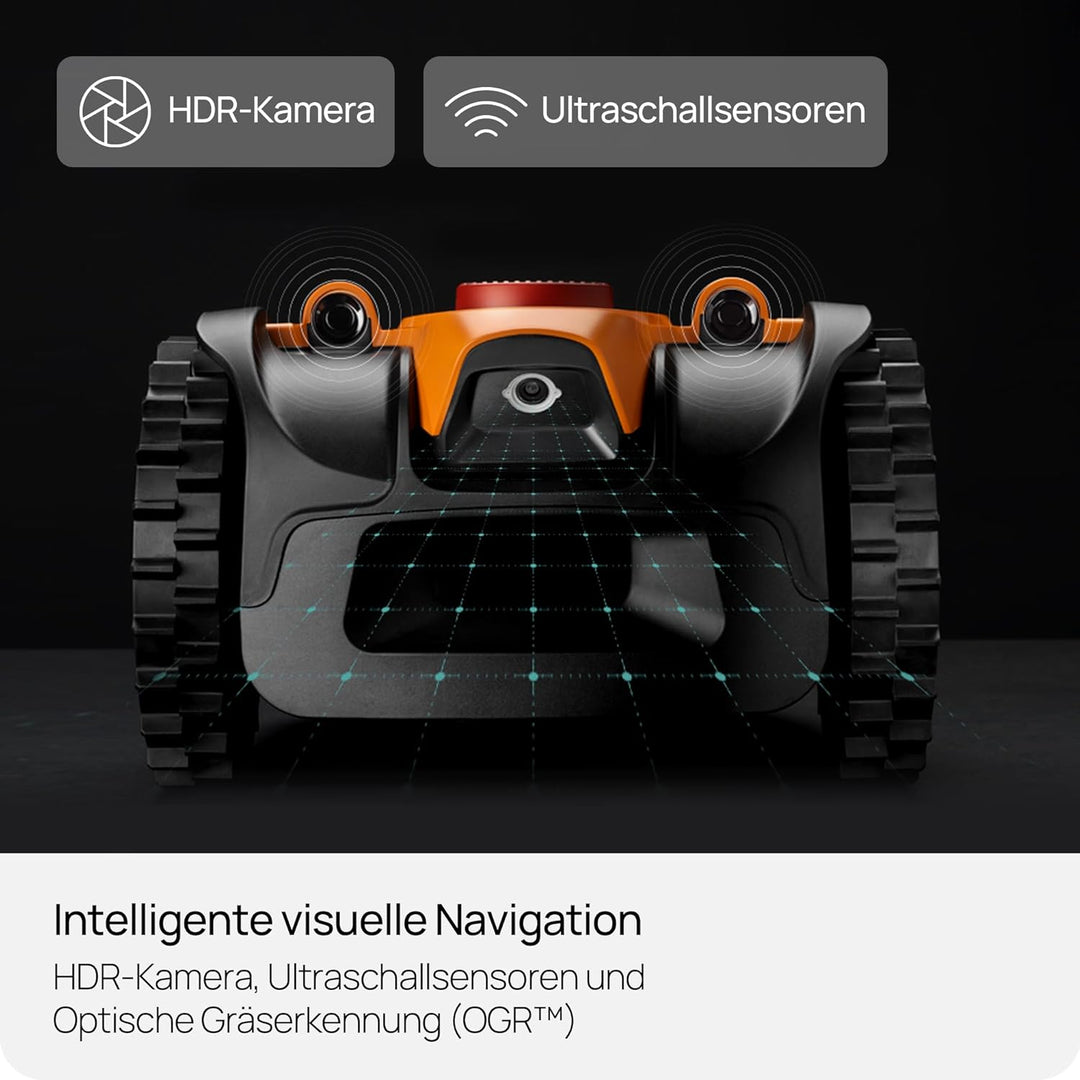 LawnMaster Roboter-Rasenmäher mit Kamera-Navigation, App und Ladestation. Auto-Charge. Ohne Begrenzu