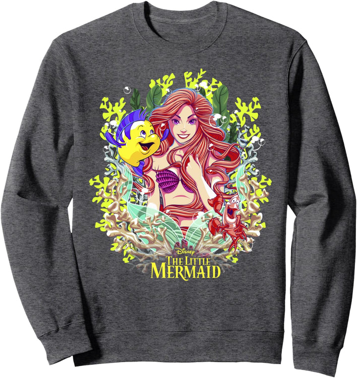 Disney Little Mermaid Ariel And Flounder Floral Frame C1 Sweatshirt