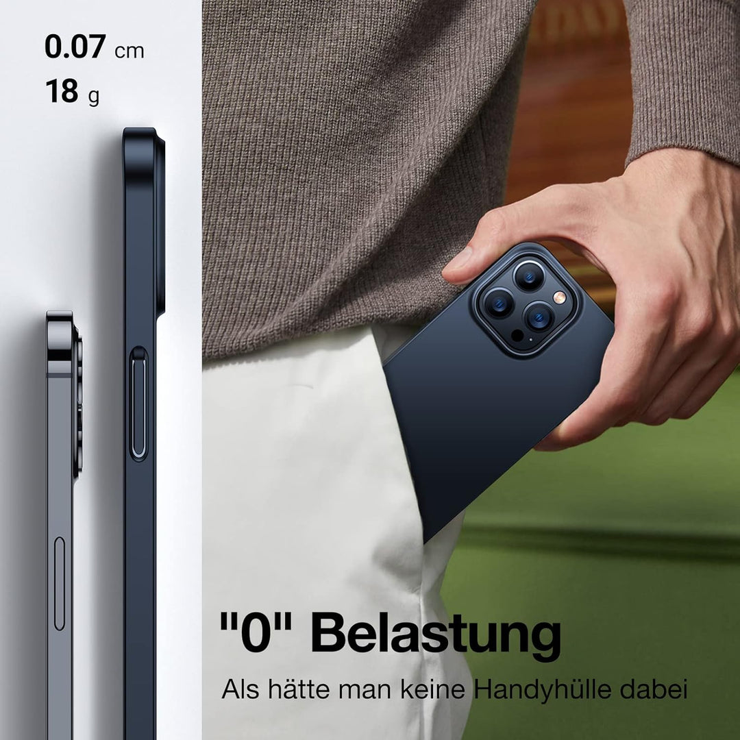 TORRAS Ultra Dünn für iPhone 14 Pro Hülle (mit 2 * 9H Schutzglas) Samtiger Griff (Nie Staub anhaften