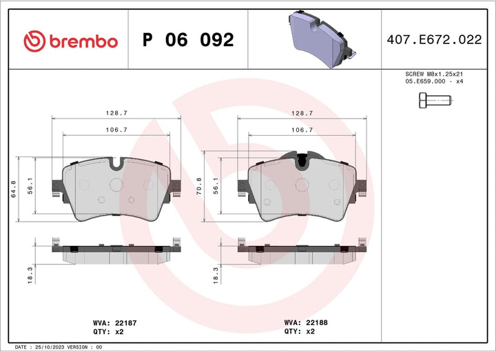 Brembo P06092 - Vordere Bremsbeläge