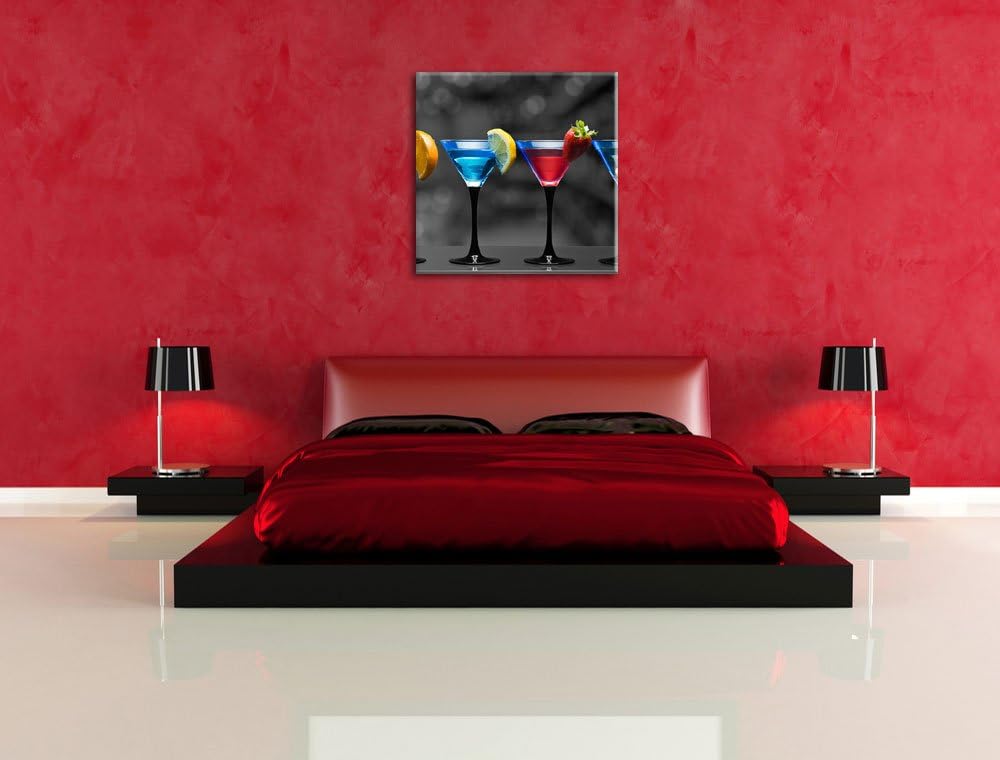 Pixxprint Vier Martinis als Leinwandbild/Grösse: 70x70 cm/Wandbild/Kunstdruck/fertig bespannt, 70x70