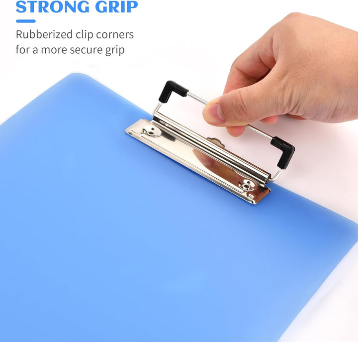 A4 Klemmbrett 6 Stk, Schreibmappe A4, Schreibbrett aus Kunststoff mit Gummierter Metallklemme, Zwisc
