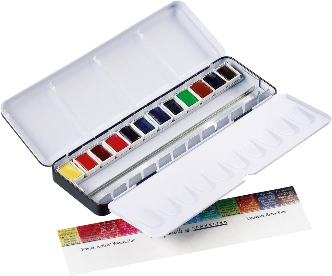 Sennelier Aquarelle Metalldose, 12 halbe Behälter