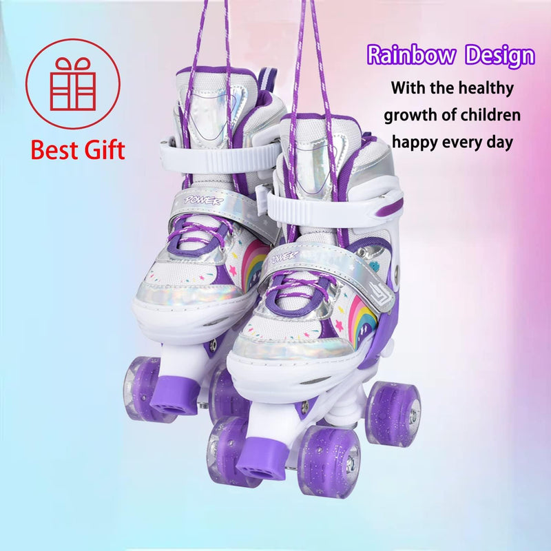 YUDOXN Rollschuhe Mädchen Verstellbar.komfortabl LED Rollerskates für Jugendliche und Anfänger.3 Grö
