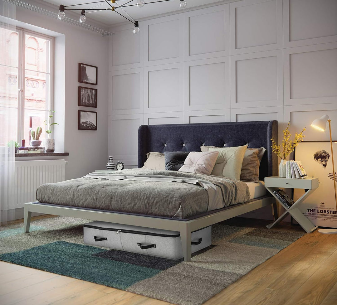 Omygarden Faltbarer Stoff unter Bett Aufbewahrungsbox mit Kunststoff-Stützfutter, Decken Kleidung Tr