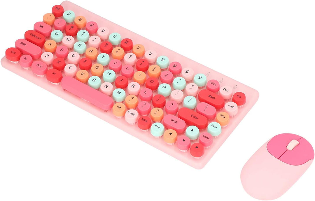 Bewinner Kabellose Tastatur und Maus mit 86 Tasten, Süsse Gaming Tastatur, 1200 DPI, Maus, Süsse Mis