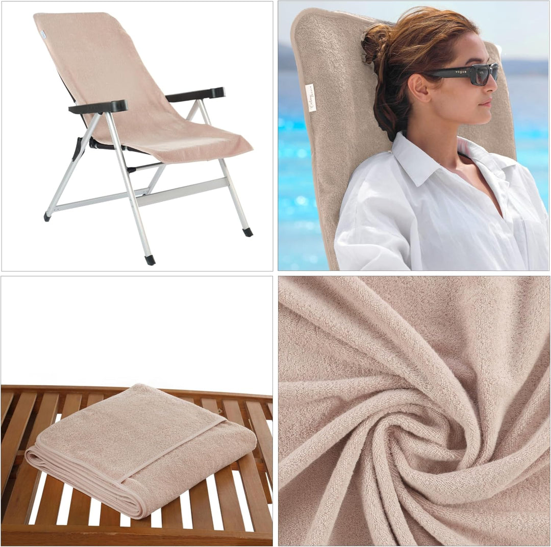Frottee Schonbezug für Gartenstuhl - 130x60cm Bezug 100% Baumwolle Hochlehner Auflage Gartenstühle G