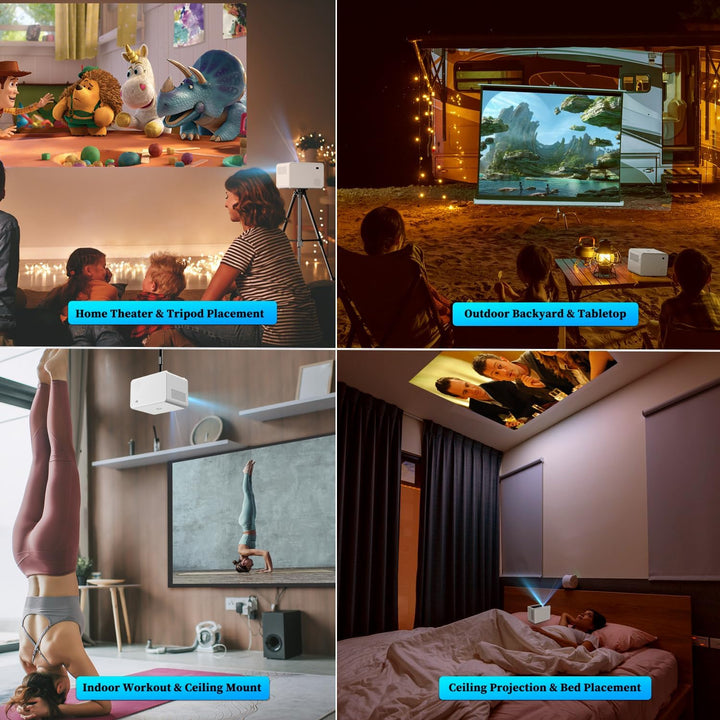 Smart Beamer WiFi Heimkino Projektor,16000 Lumen Full HD 1080P Beamer,Elektrischer Fokus 200 Zoll Zo