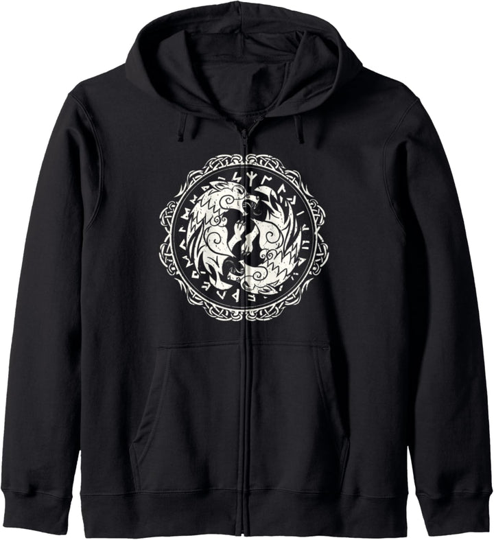 Fenrir Wolf Of Odin Norse Runes Viking Northmen Mythologie Kapuzenjacke