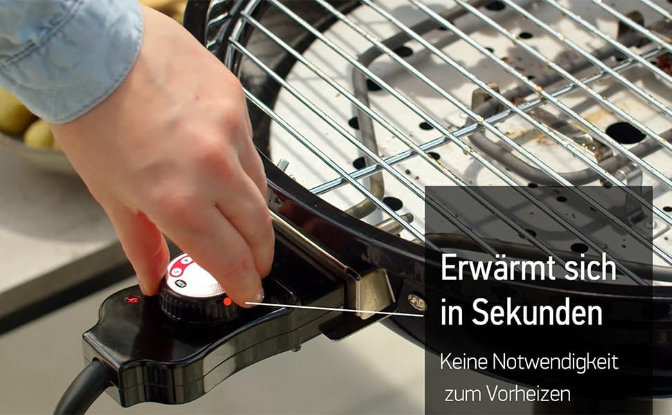 CUSIMAX Elektrogrill Tischgrill, für Innen- & Aussennutzung, Balkon, Garten & Küche, 1600W Tragbarer