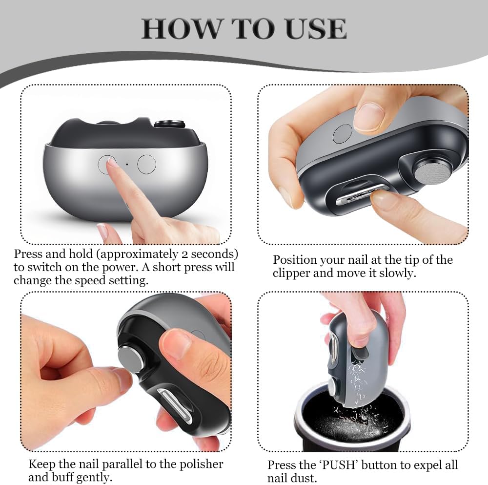 Elektrischer Nagelknipser, 2 in 1 nagelfräser Elektrisch, Automatischer Fingernagelschneider mit LED