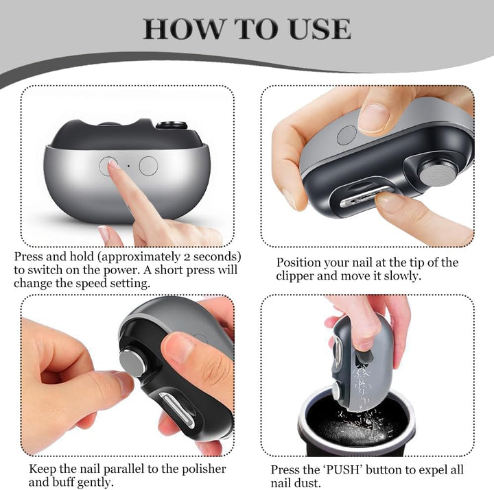 Elektrischer Nagelknipser, 2 in 1 nagelfräser Elektrisch, Automatischer Fingernagelschneider mit LED