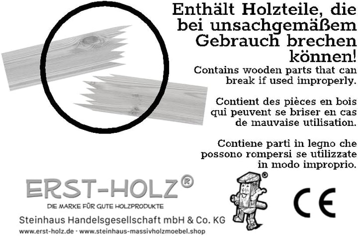 Erst-Holz Nachtkästchen niedriger Nachttisch ohne Schublade Kiefer massiv lackiert 90.20-K15