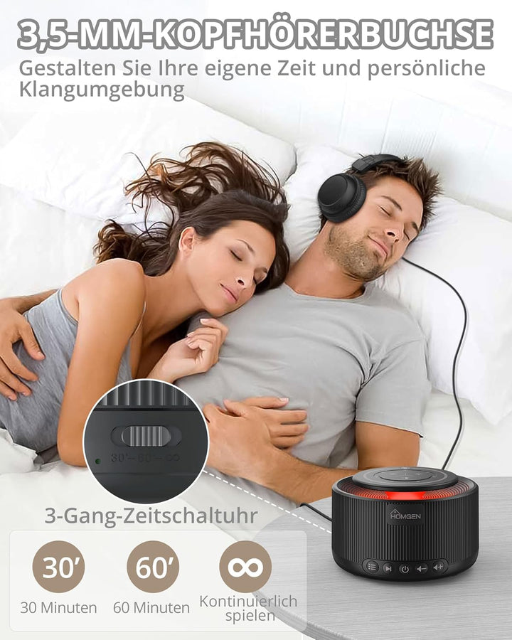 HOMGEN White Noise Machine Weisses Rauschen Maschine Einschlafhilfe Erwachsene Baby mit 3,5 mm Audio