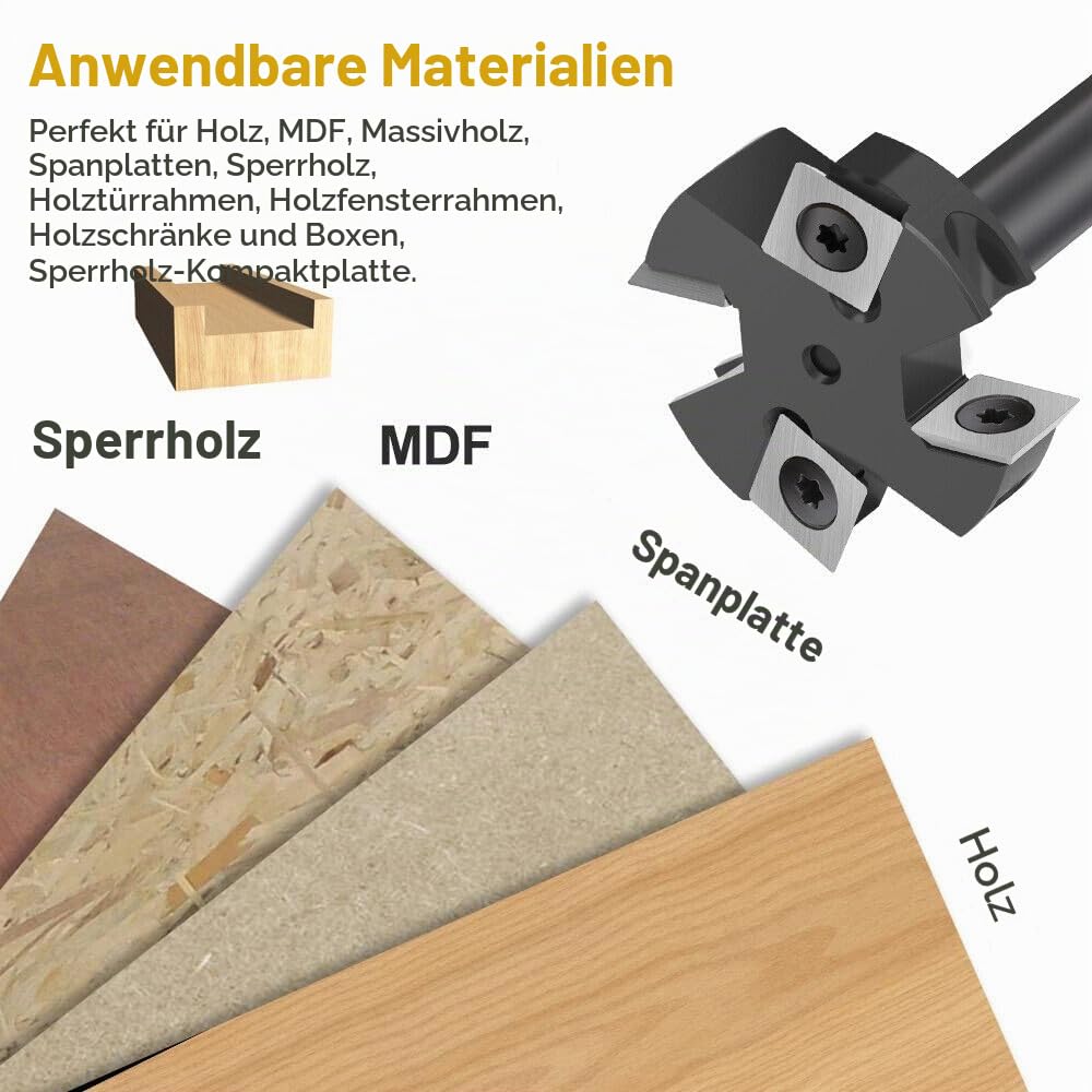 BALUGAEA Planfräser 12mm Schaft Durchmesser 45mm 4 Zähne Hobelfräser Abflachfräser Planfräser für Ob