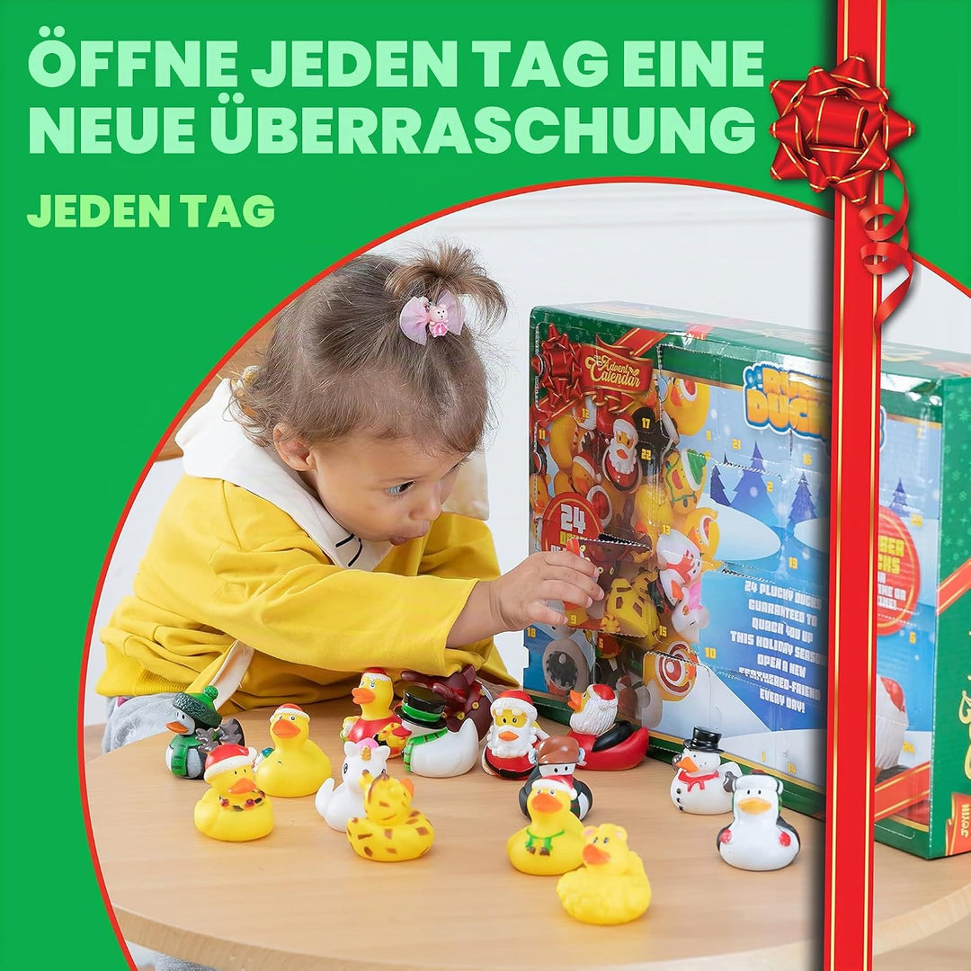 JOYIN Adventskalender 2023 mit Spielzeug Ente für 24 Tage Weihnachten Countdown mit 24 Gummienten fü