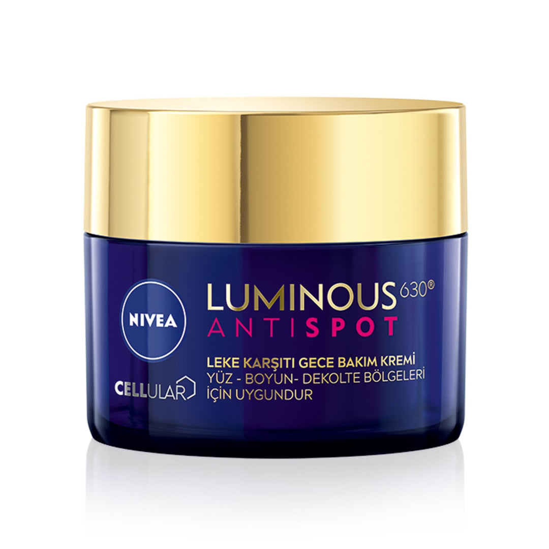 NIVEA Cellular LUMINOUS 630 Anti-Dark Spot Even Tone Nachtcreme, 50 ml, feuchtigkeitsspendende Gesic