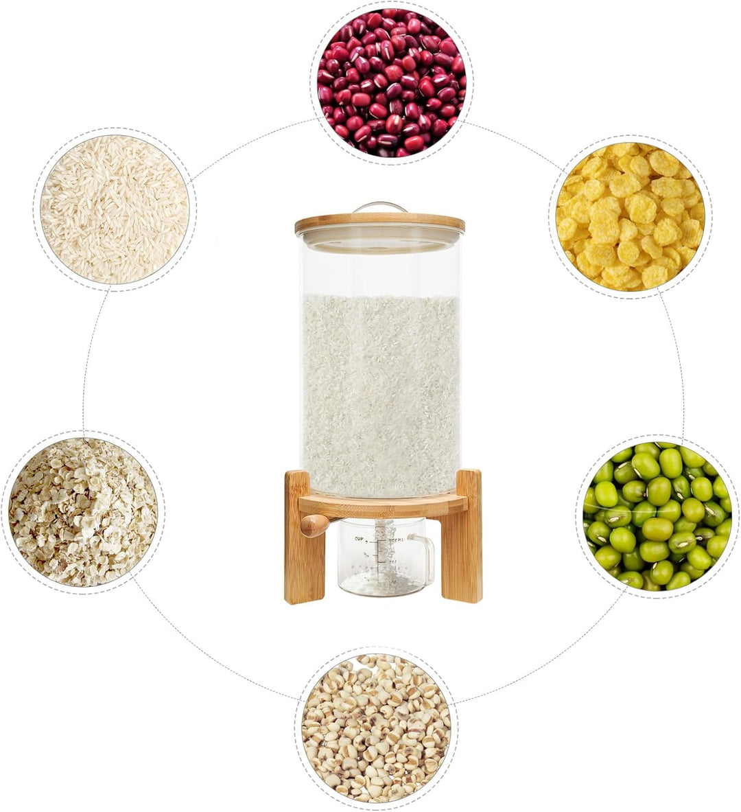 7,5L Müslispender Reisbehälter 20x30CM Reisspender Vorratstank Grosse Cereal Dispenser mit Messbeche