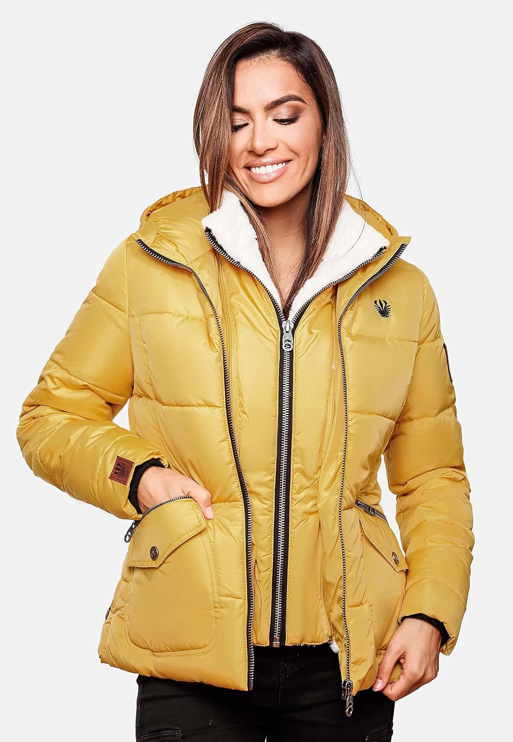 Navahoo Damen warme Winter Steppjacke Megan XS-XXL S Gelb, S Gelb