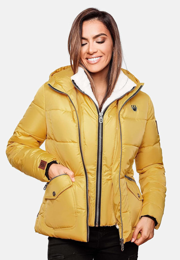 Navahoo Damen warme Winter Steppjacke Megan XS-XXL S Gelb, S Gelb
