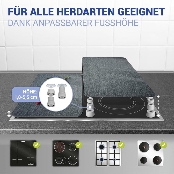 WENKO Herdabdeckplatte Universal Cayenne, 2er Set Herdabdeckung für alle Herdarten, Gehärtetes Glas,