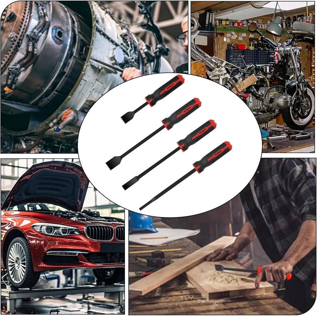 4 Stück Dichtungsschaber, Schaber Werkzeug, Carbon-Automobil-Schaber-Set mit Metall Schlagköpfen, 23