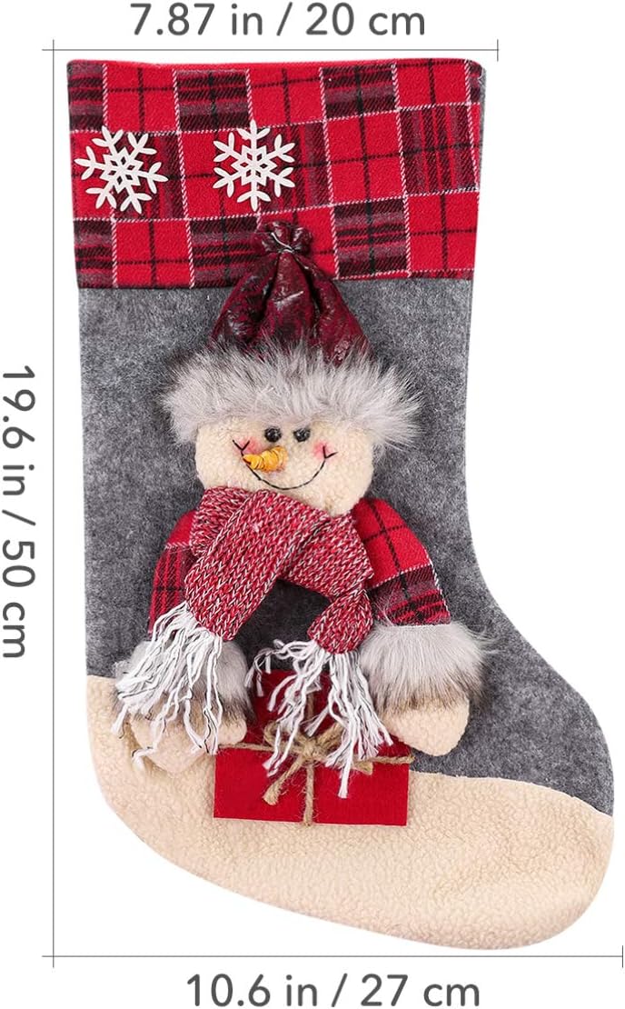 Toyvian Weihnachtsstrumpf 3Pcs 19.6" Grosse Grösse Weihnachtsstrumpf Schneemann Elch Santa Claus Wei