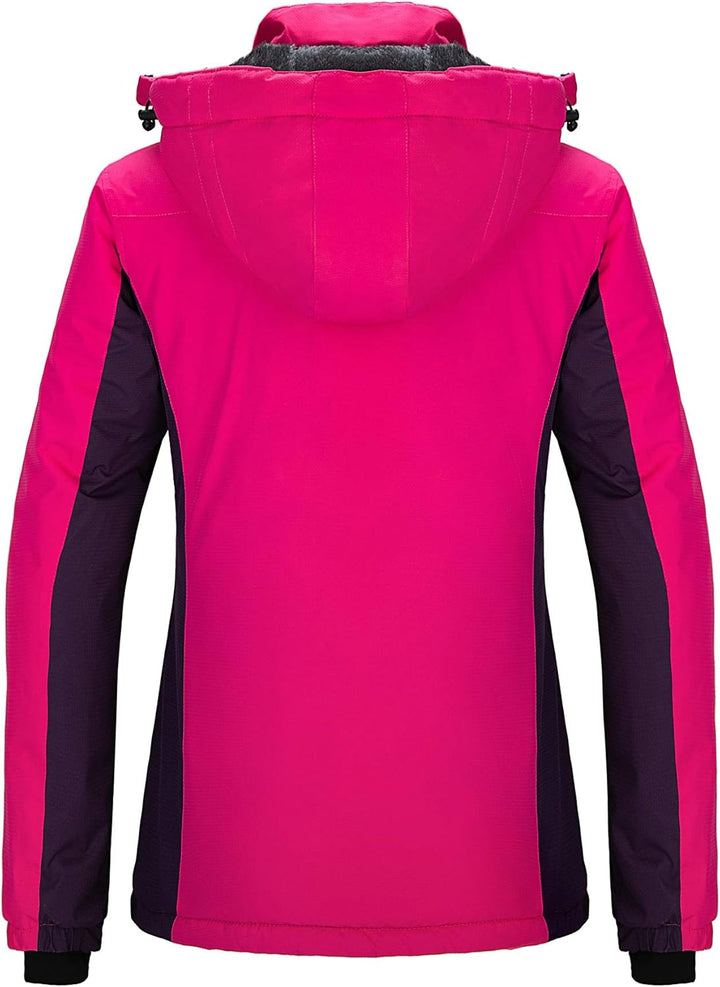 Wantdo Damen Winter Skijacke Warm Fleece Mantel Berg Snowboardjacke Outdoor Kapuzen Windbreaker Jack