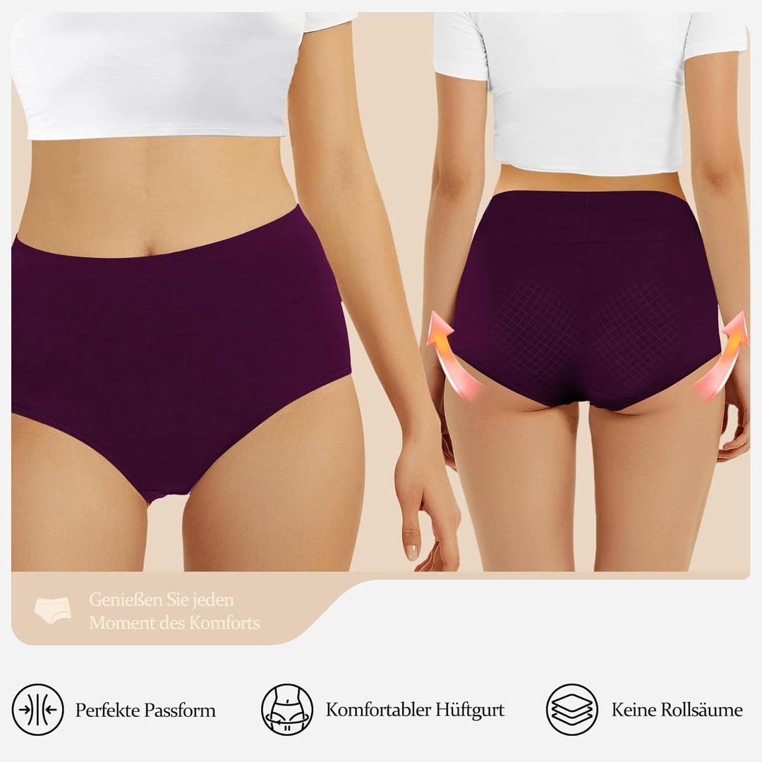 FALARY Unterhosen Damen Baumwolle Hohe Taille 5er Pack Stretch Atmungsaktiv Panties Weich Frauen Unt