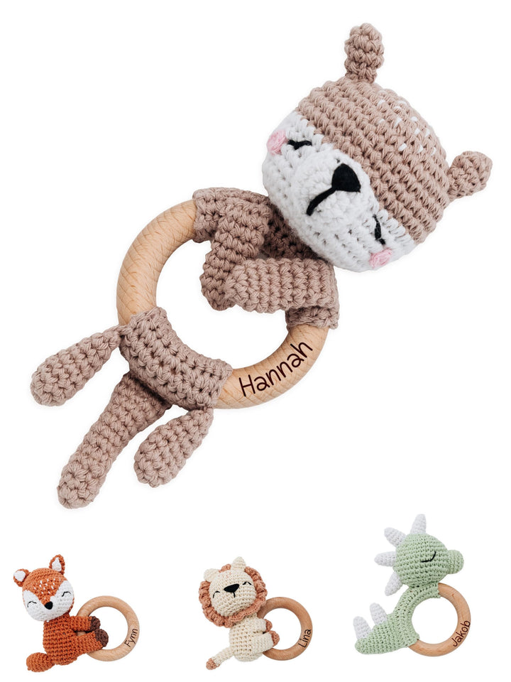 Bärenfreunde® - Personalisierter Beissring Baby - Niedlicher Greifling für Baby's ab 0 Monate - Baby