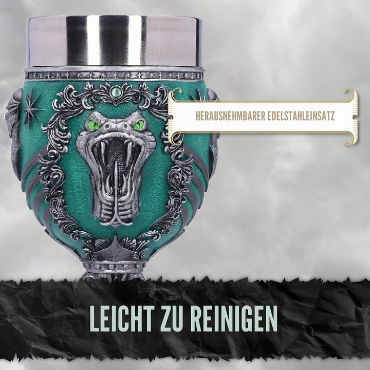 Nemesis Now Harry Potter Slytherin Hogwarts House Collectable Goblet, Harz, Grün Silber, 1.25 picome