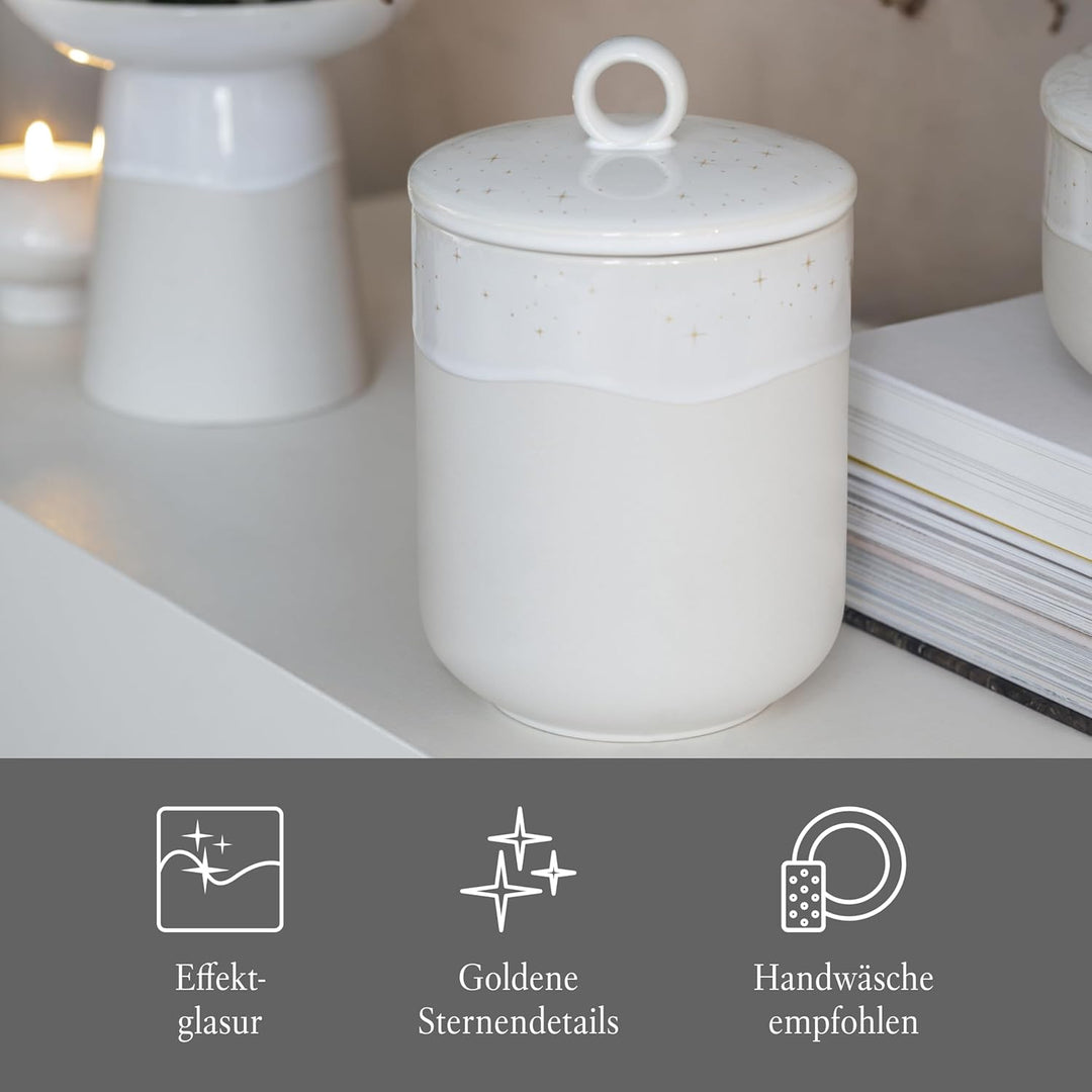 like. by Villeroy & Boch – Winter Glow Längliche Dose Rund Beige, Mikrowellensicher, Winterliche Geb