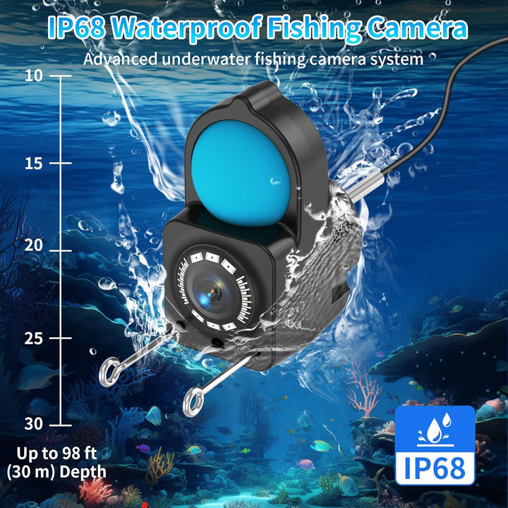 1080P HD Fischfinder Echolot Angeln mit 4.3-Zoll-LCD, 30 m Wasserdichtem IP68-Kabel und 6 IR-Nachtsi