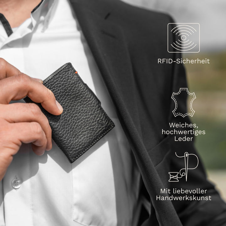 DONBOLSO Wallet NextGen Leder I Slim ohne Münzfach I Geldbeutel mit RFID Schutz I Kartenetui bis 11